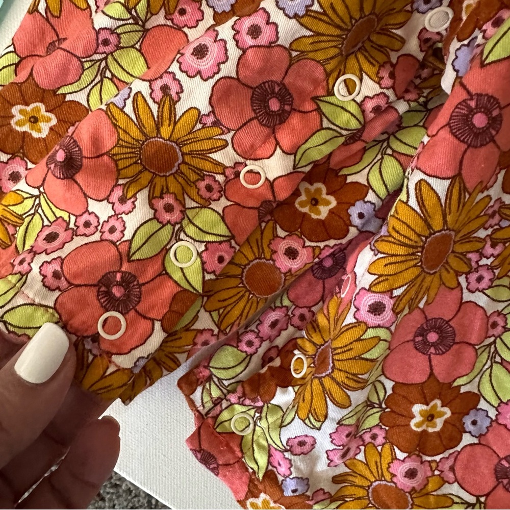 Wonder Nation Floral Overalls - Pink and Yellow - Picture 4 of 7